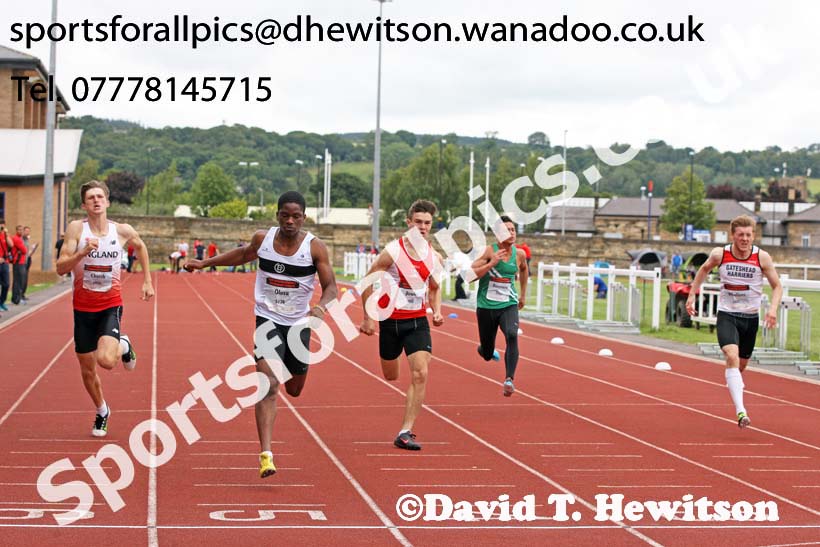 Mens under-20s 100 metres, EAP International Combined Events, Hexham Northumberland. Photo: David T. Hewitson/Sports for All Pics